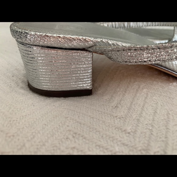 Silver block heel slides - Picture 2 of 4